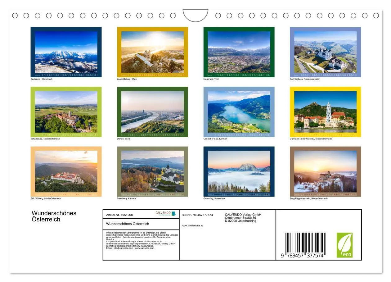 Bild: 9783457377574 | Wunderschönes Österreich (Wandkalender 2026 DIN A4 quer), CALVENDO...