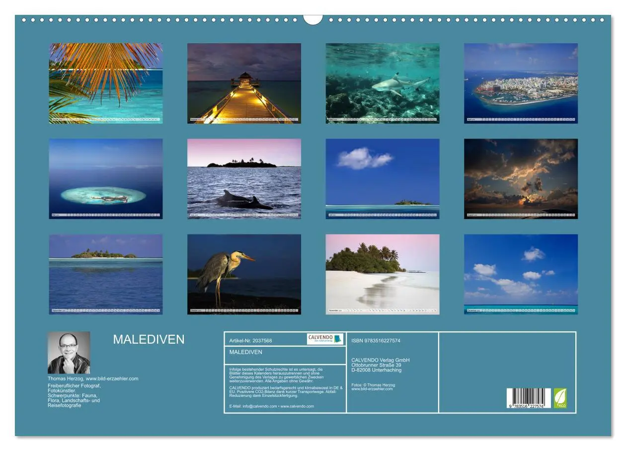 Bild: 9783516227574 | MALEDIVEN (Wandkalender 2026 DIN A2 quer), CALVENDO Monatskalender