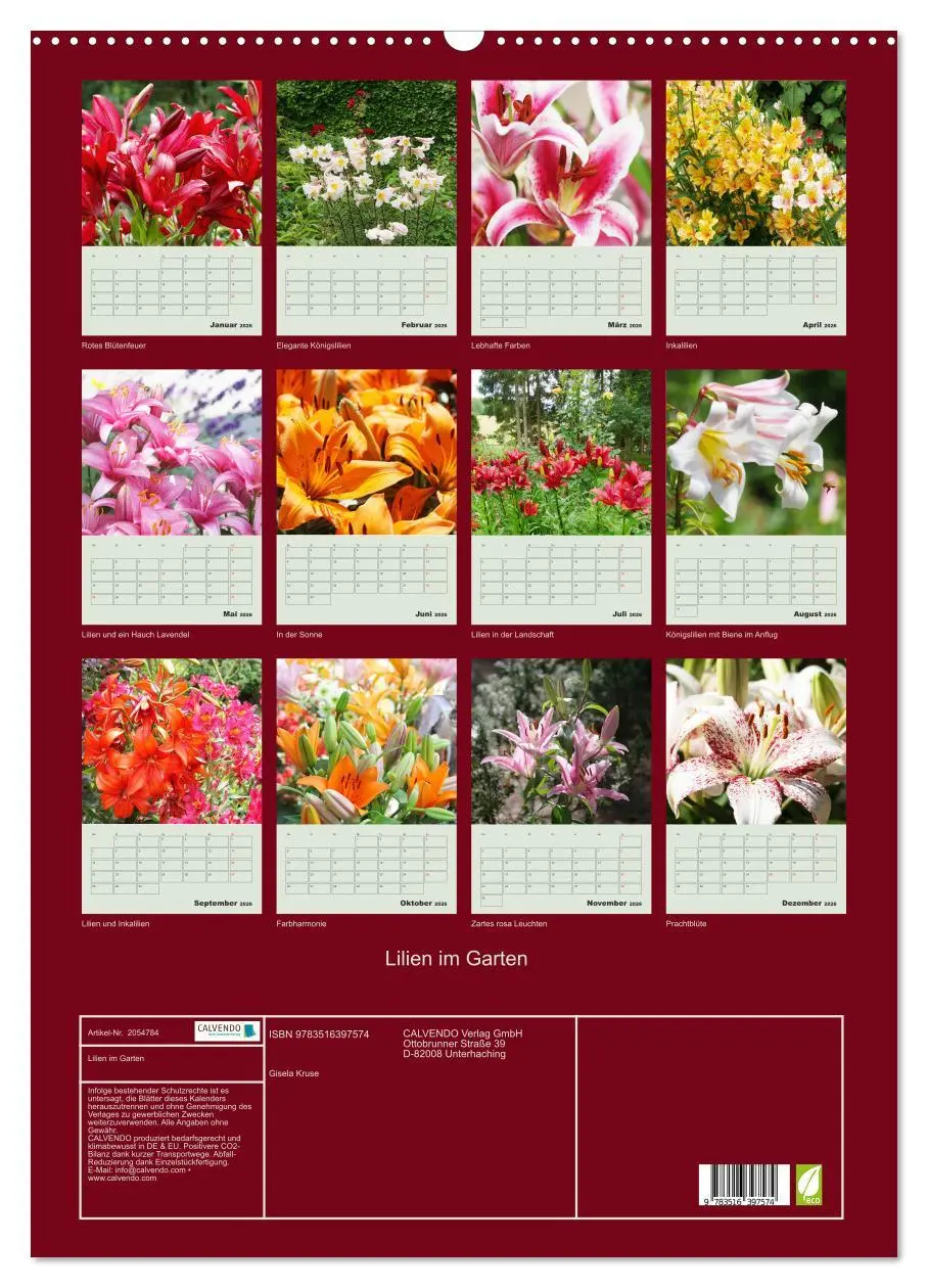 Bild: 9783516397574 | Lilien im Garten (Wandkalender 2026 DIN A2 hoch), CALVENDO...