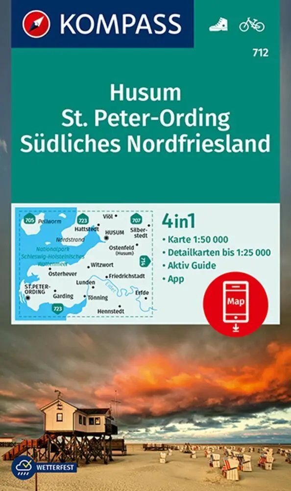 Cover: 9783990447574 | KOMPASS Wanderkarte 712 Husum, St. Peter-Ording, Südliches...