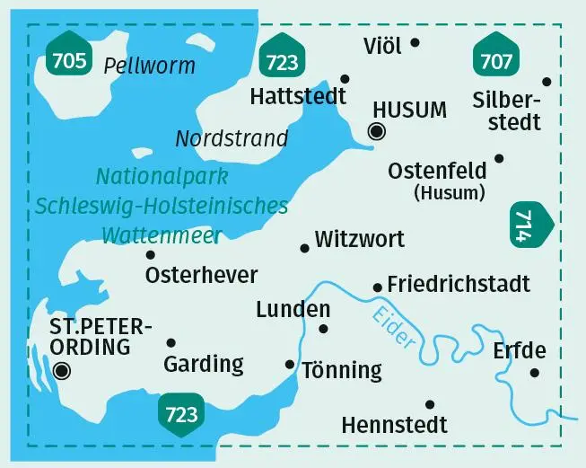 Bild: 9783990447574 | KOMPASS Wanderkarte 712 Husum, St. Peter-Ording, Südliches...