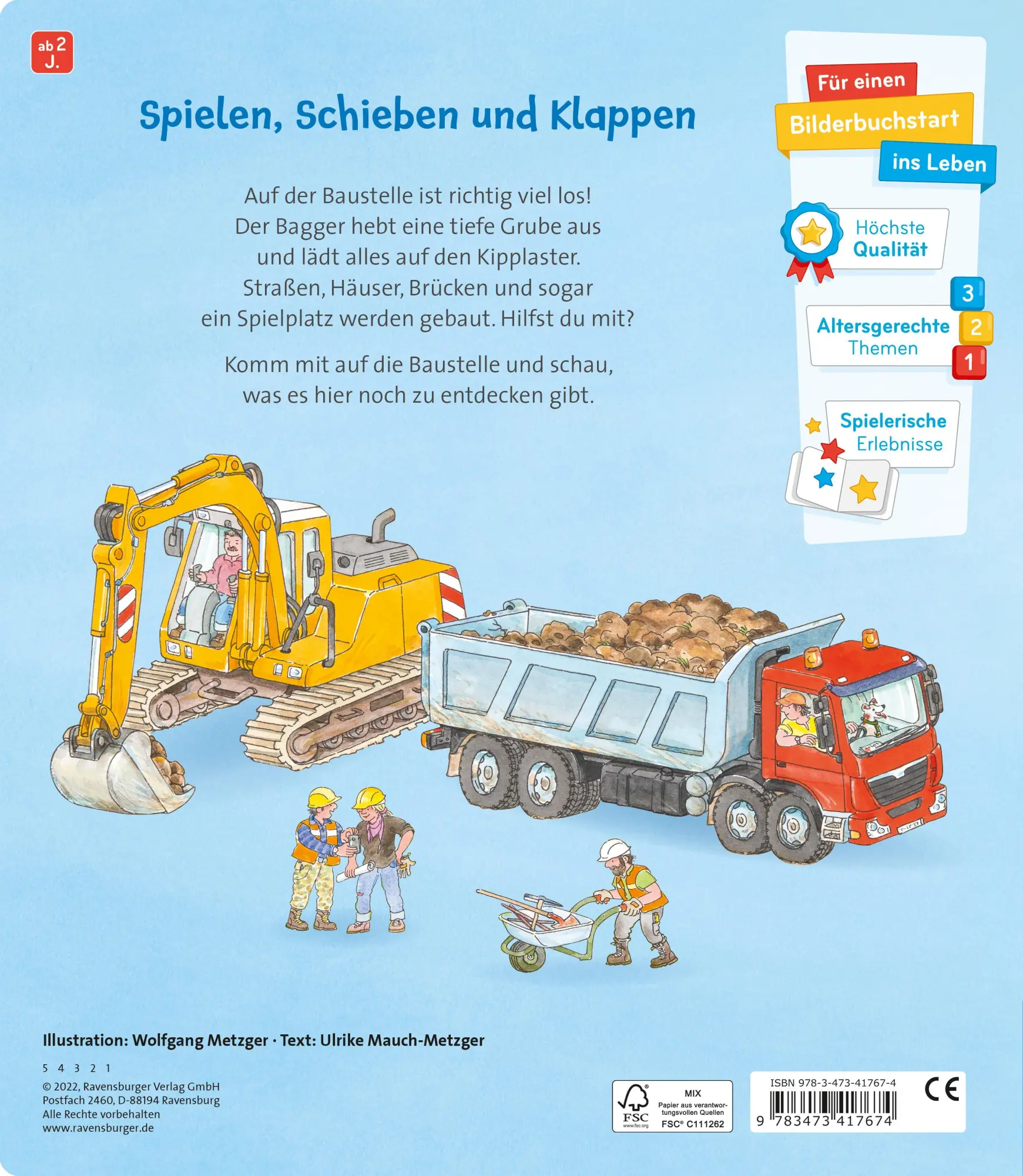 Rückseite: 9783473417674 | Aufladen - Abfahren: Auf der Baustelle | Ulrike Mauch-Metzger | Buch