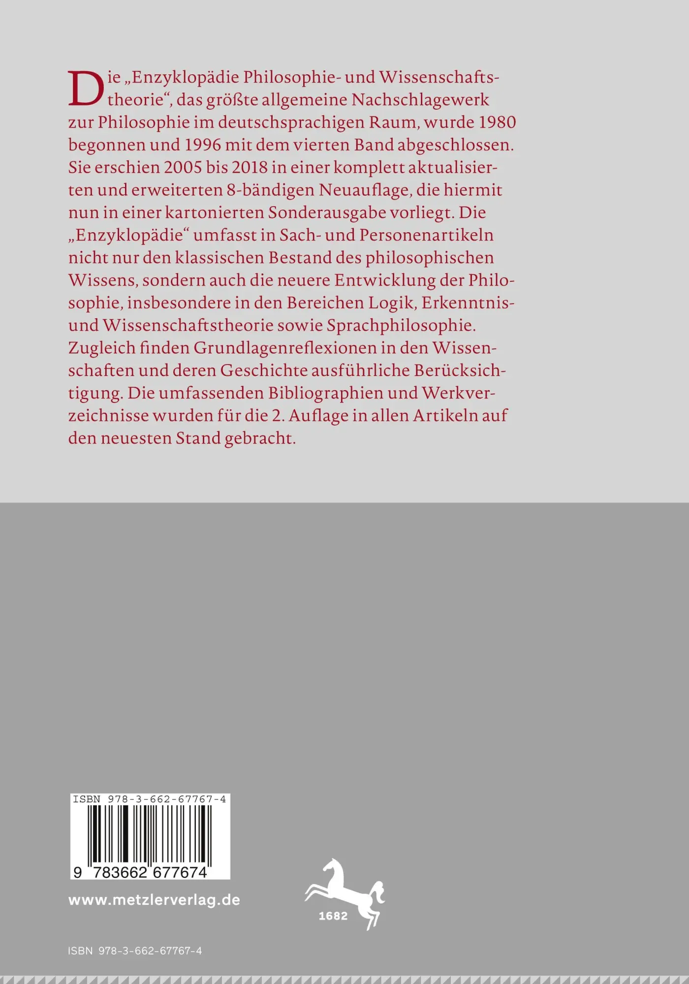 Rückseite: 9783662677674 | Enzyklopädie Philosophie und Wissenschaftstheorie | Bd. 5: Log-N | xx