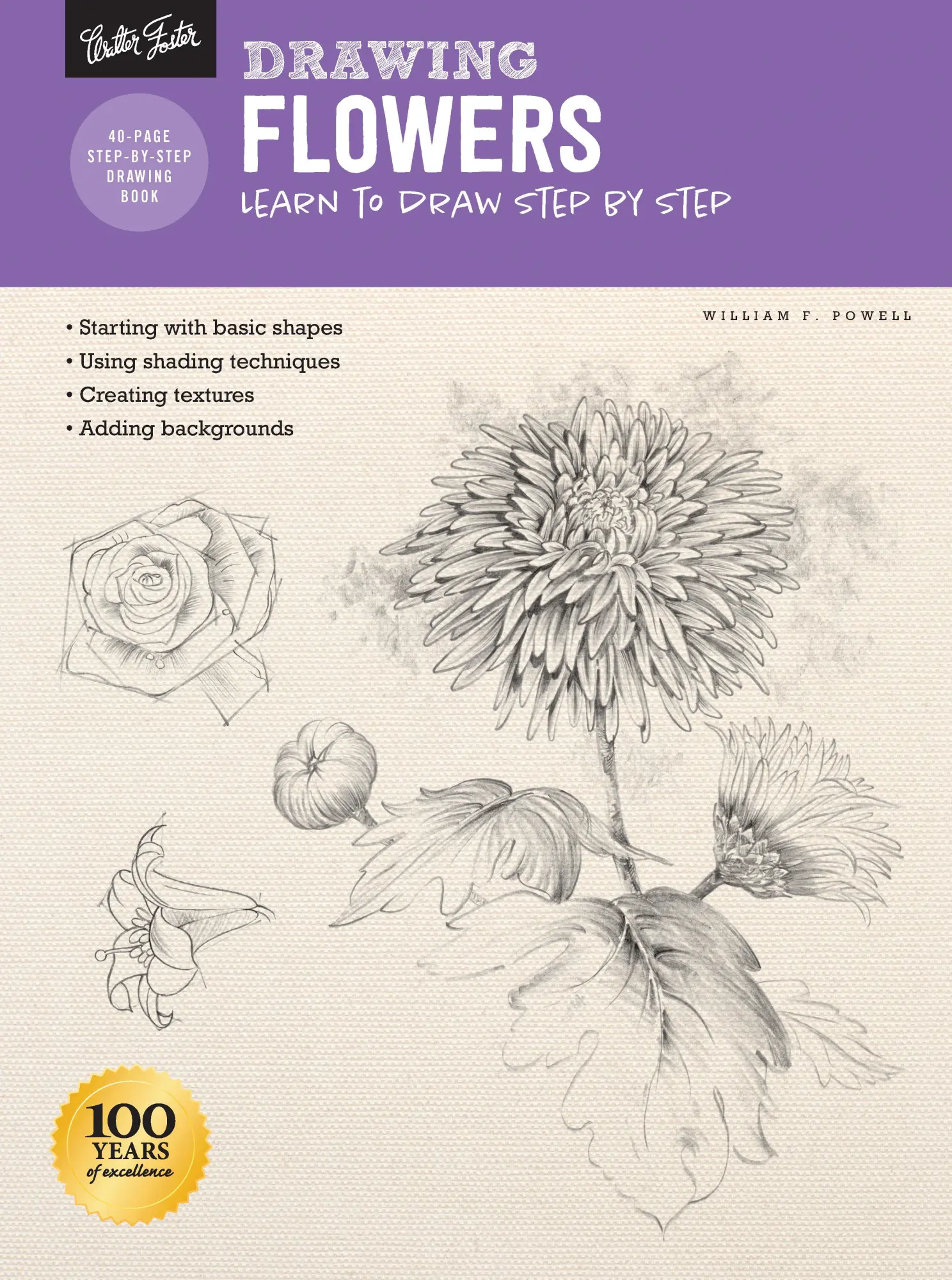 Cover: 9781633227774 | Drawing: Flowers with William F. Powell | Learn to Draw Step by Step