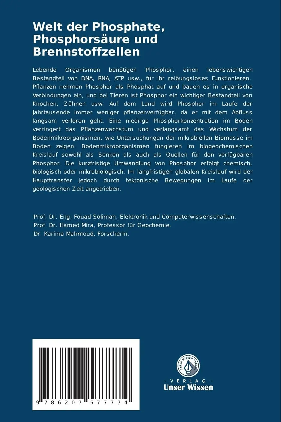 Rückseite: 9786207577774 | Welt der Phosphate, Phosphorsäure und Brennstoffzellen | Taschenbuch