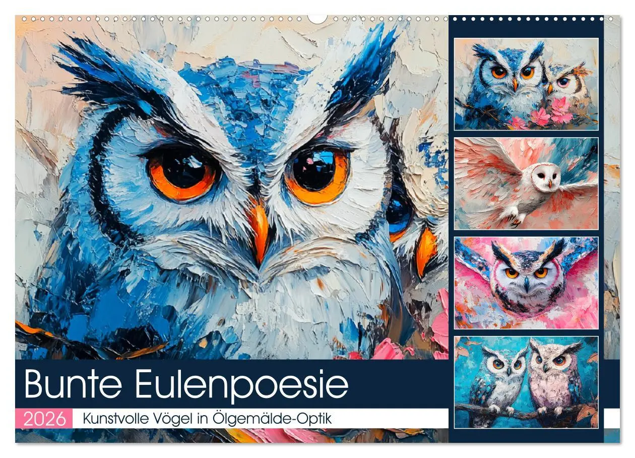 Cover: 9783457347874 | Bunte Eulenpoesie. Kunstvolle Vögel in Ölgemälde-Optik...