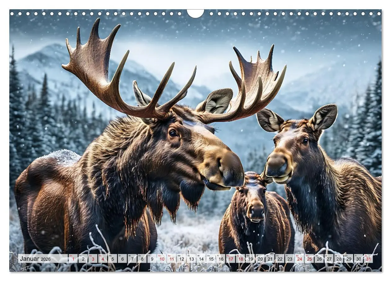 Bild: 9783457407974 | Im magischen Reich der Elche (Wandkalender 2026 DIN A3 quer),...