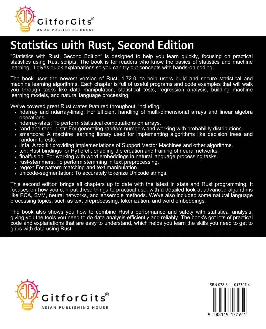 Rückseite: 9788119177974 | Statistics with Rust, Second Edition | Keiko Nakamura | Taschenbuch