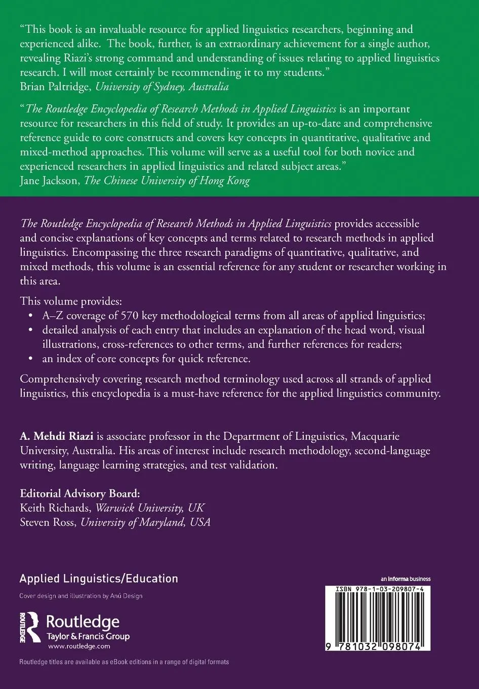 Rückseite: 9781032098074 | The Routledge Encyclopedia of Research Methods in Applied Linguistics