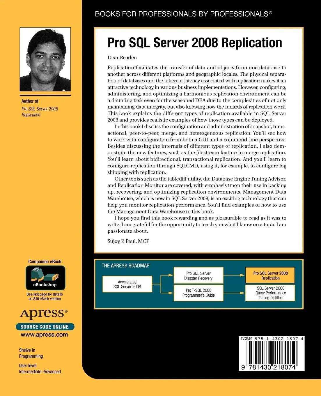 Rückseite: 9781430218074 | Pro SQL Server 2008 Replication | Sujoy Paul | Taschenbuch | 936 S.