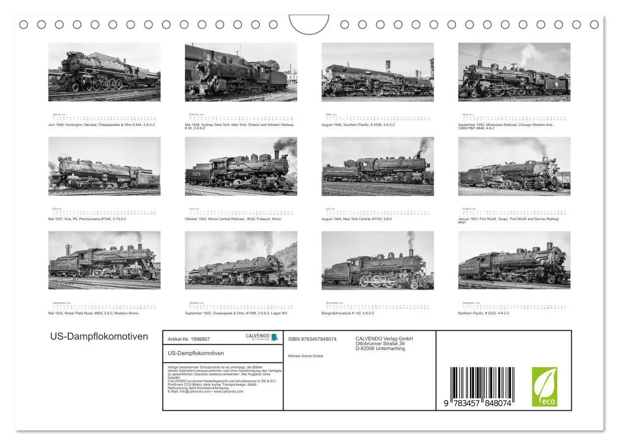 Bild: 9783457848074 | US-Dampflokomotiven (Wandkalender 2026 DIN A4 quer), CALVENDO...