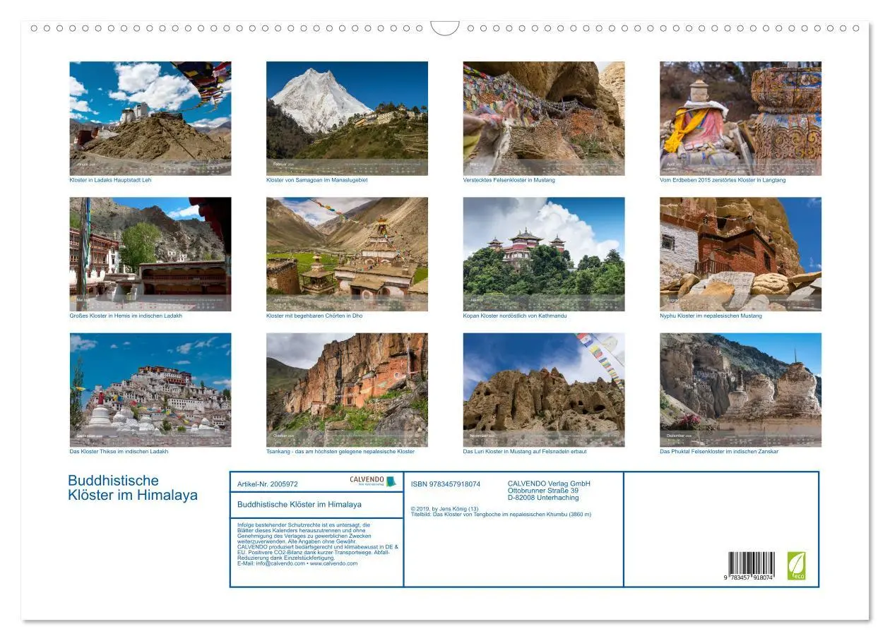 Bild: 9783457918074 | Buddhistische Klöster im Himalaya (Wandkalender 2026 DIN A2 quer),...