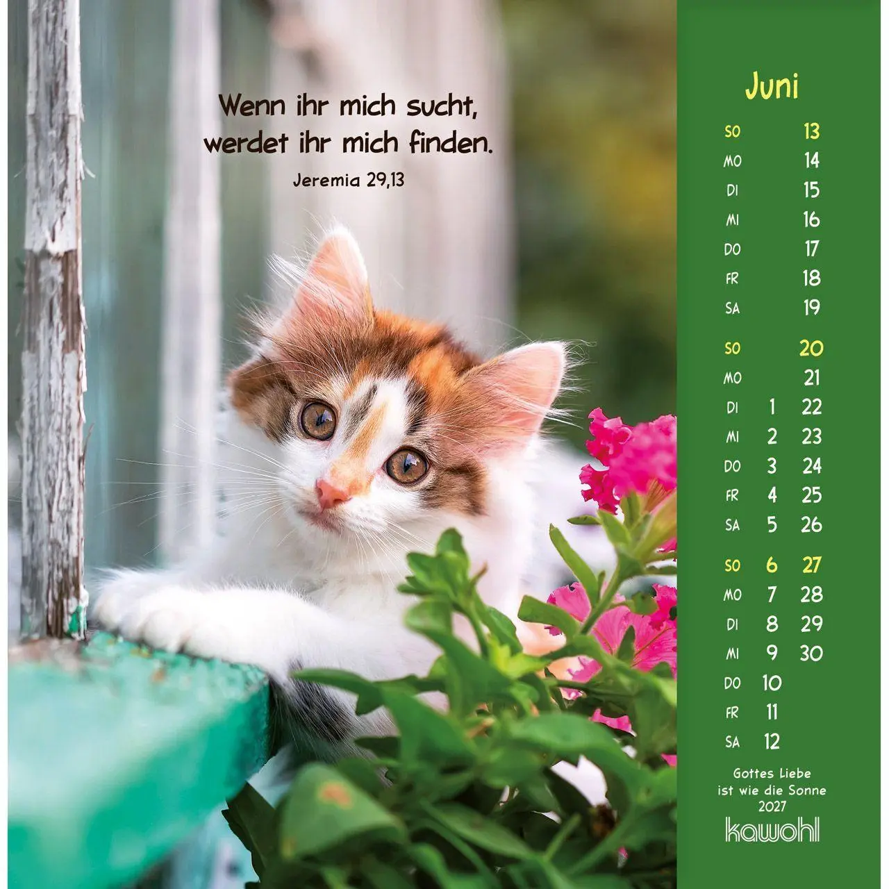 Bild: 9783754848074 | Gottes Liebe ist wie die Sonne 2027 | Tierkalender mit Bibelworten