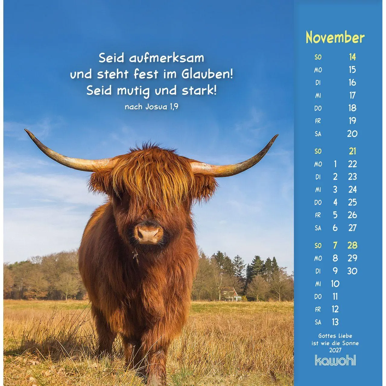 Bild: 9783754848074 | Gottes Liebe ist wie die Sonne 2027 | Tierkalender mit Bibelworten