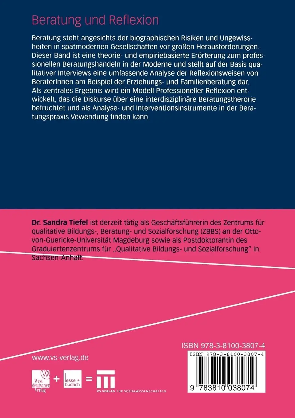 Rückseite: 9783810038074 | Beratung und Reflexion | Sandra Tiefel | Taschenbuch | 288 S. | 2004