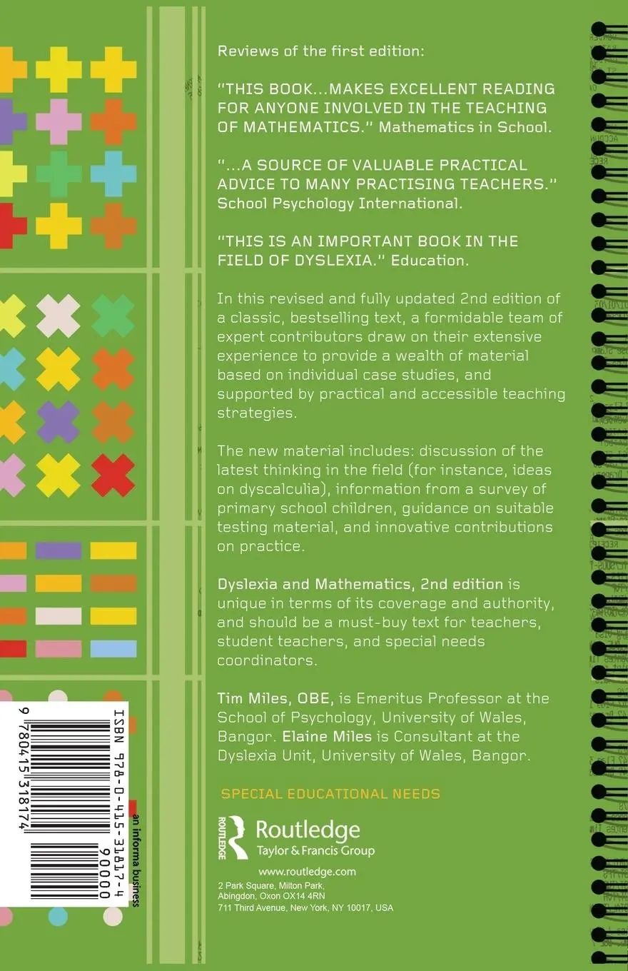 Rückseite: 9780415318174 | Dyslexia and Mathematics | Elaine Miles (u. a.) | Taschenbuch | 2004