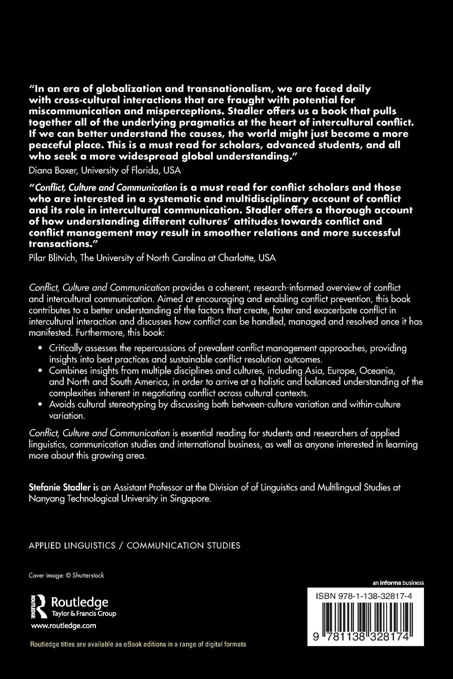 Rückseite: 9781138328174 | Conflict, Culture and Communication | Stefanie Stadler | Taschenbuch