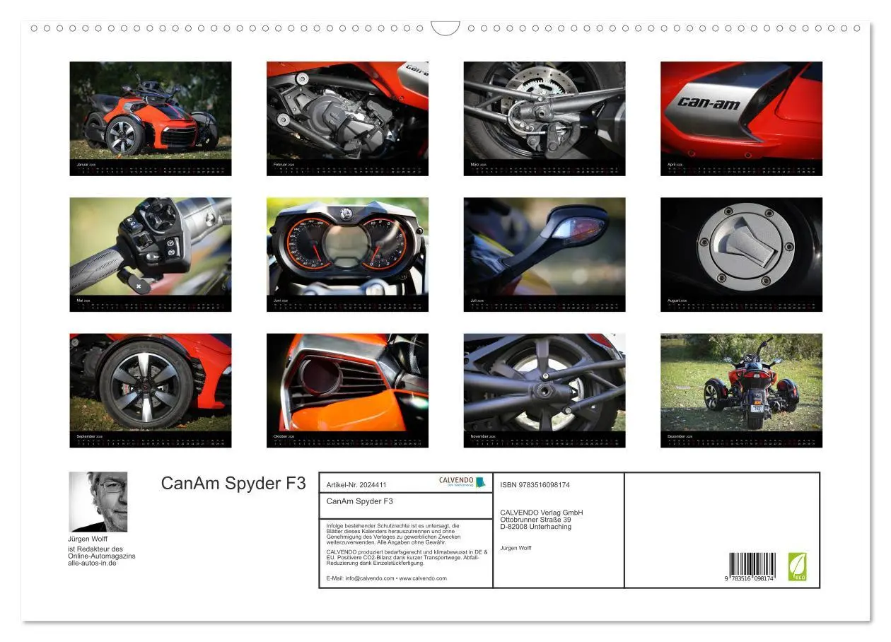 Bild: 9783516098174 | CanAm Spyder F3 (Wandkalender 2026 DIN A2 quer), CALVENDO...