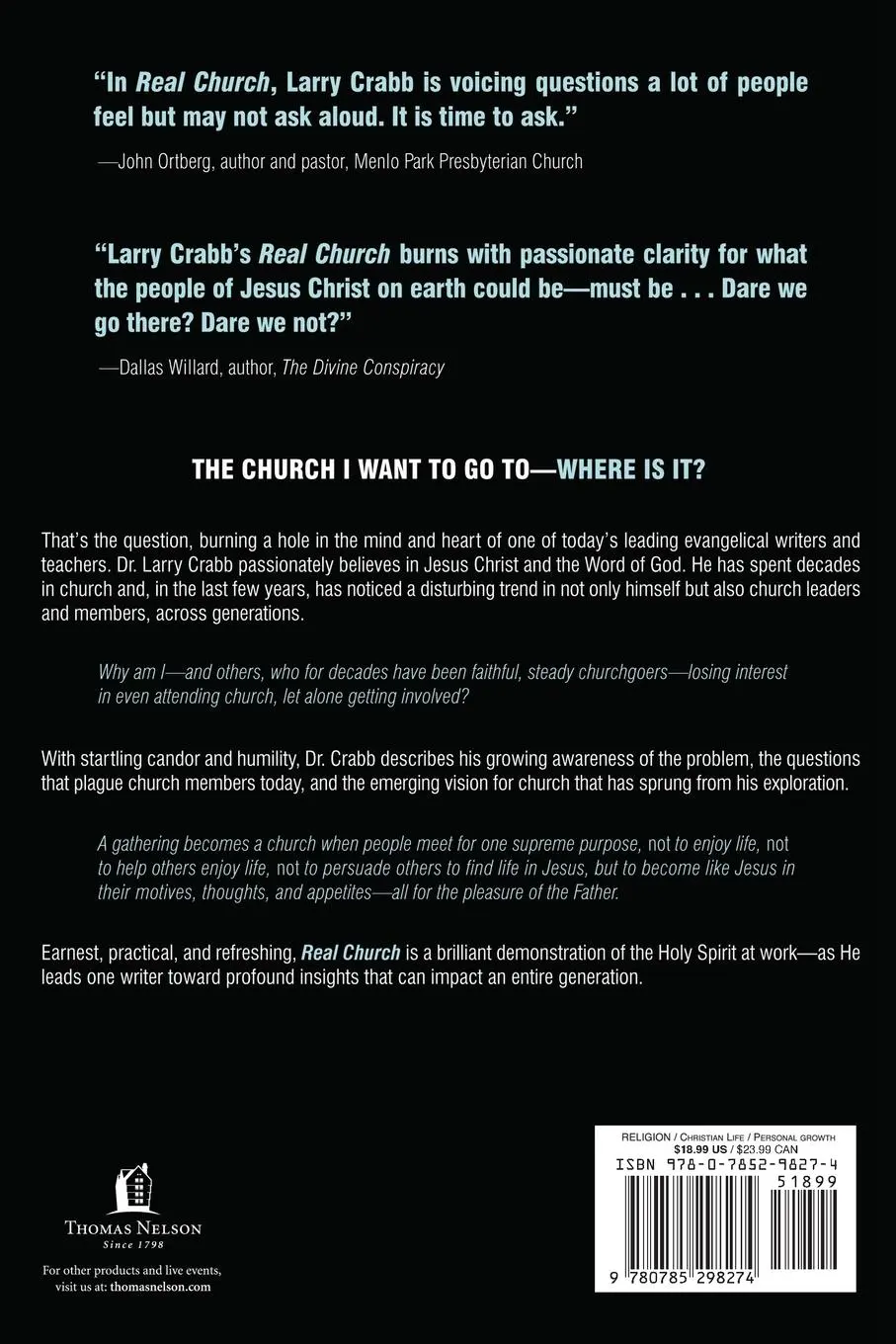 Rückseite: 9780785298274 | Real Church | Does It Exist? Can I Find It? | Larry Crabb | Buch
