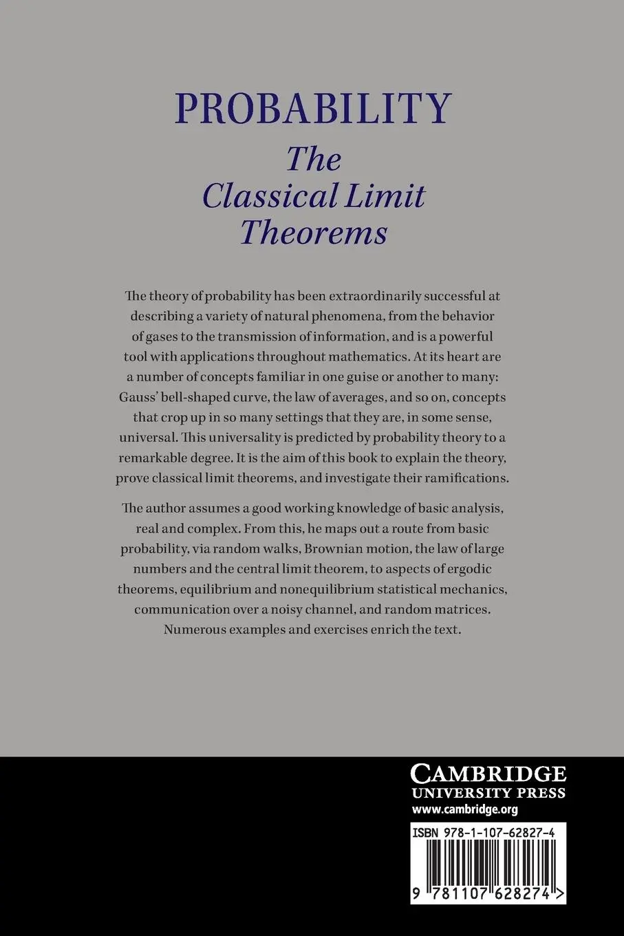 Rückseite: 9781107628274 | Probability | The Classical Limit Theorems | Henry Mckean | Buch