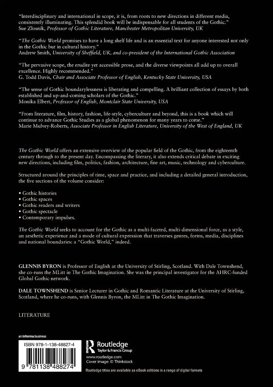 Rückseite: 9781138488274 | The Gothic World | Glennis Byron (u. a.) | Taschenbuch | Englisch