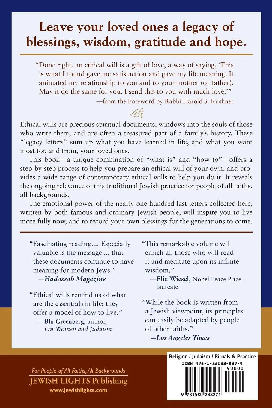 Rückseite: 9781580238274 | Ethical Wills &amp; How to Prepare Them (2nd Edition) | Riemer (u. a.)