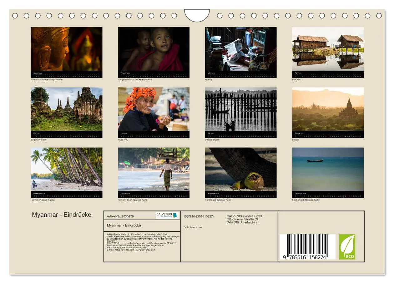 Bild: 9783516158274 | Myanmar - Eindrücke (Wandkalender 2026 DIN A4 quer), CALVENDO...