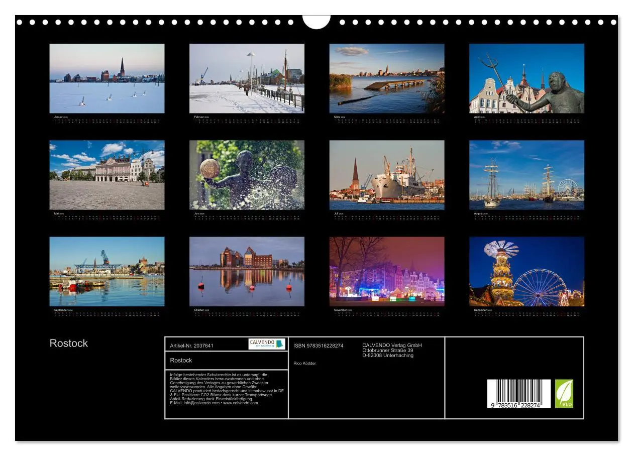 Bild: 9783516228274 | Rostock (Wandkalender 2026 DIN A3 quer), CALVENDO Monatskalender