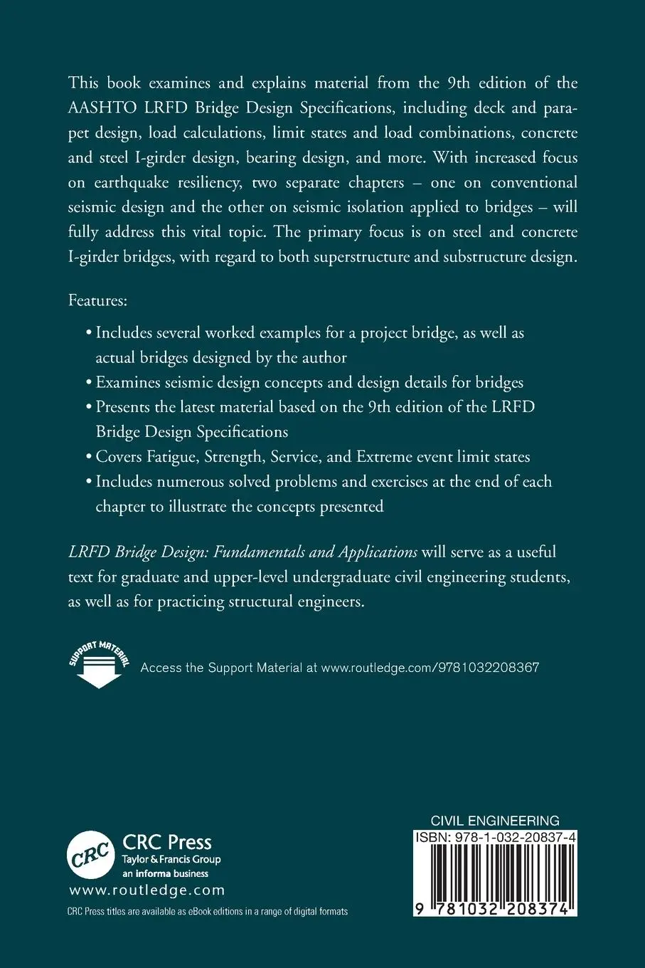 Rückseite: 9781032208374 | LRFD Bridge Design | Fundamentals and Applications | Tim Huff | Buch