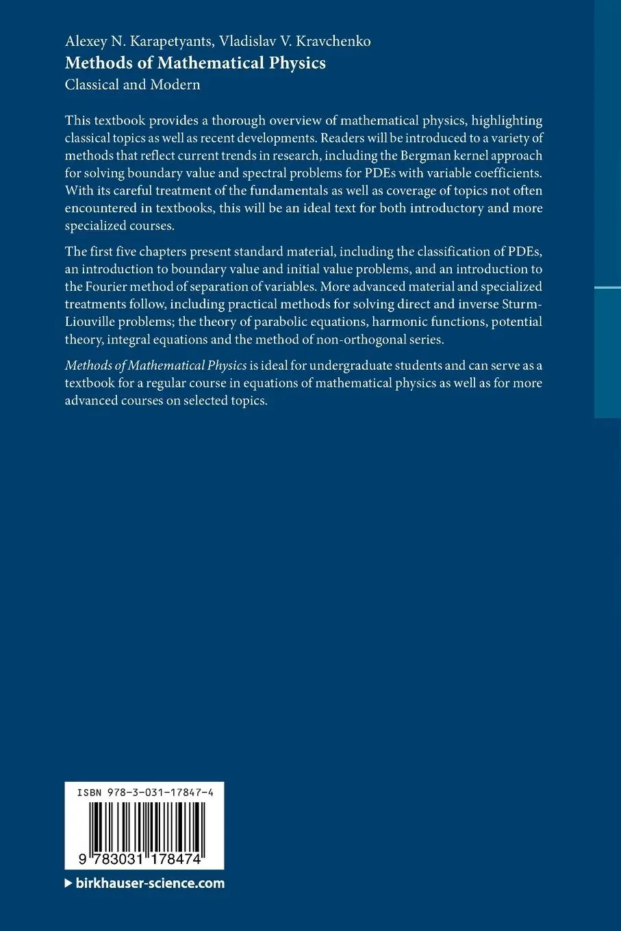 Rückseite: 9783031178474 | Methods of Mathematical Physics | Classical and Modern | Taschenbuch