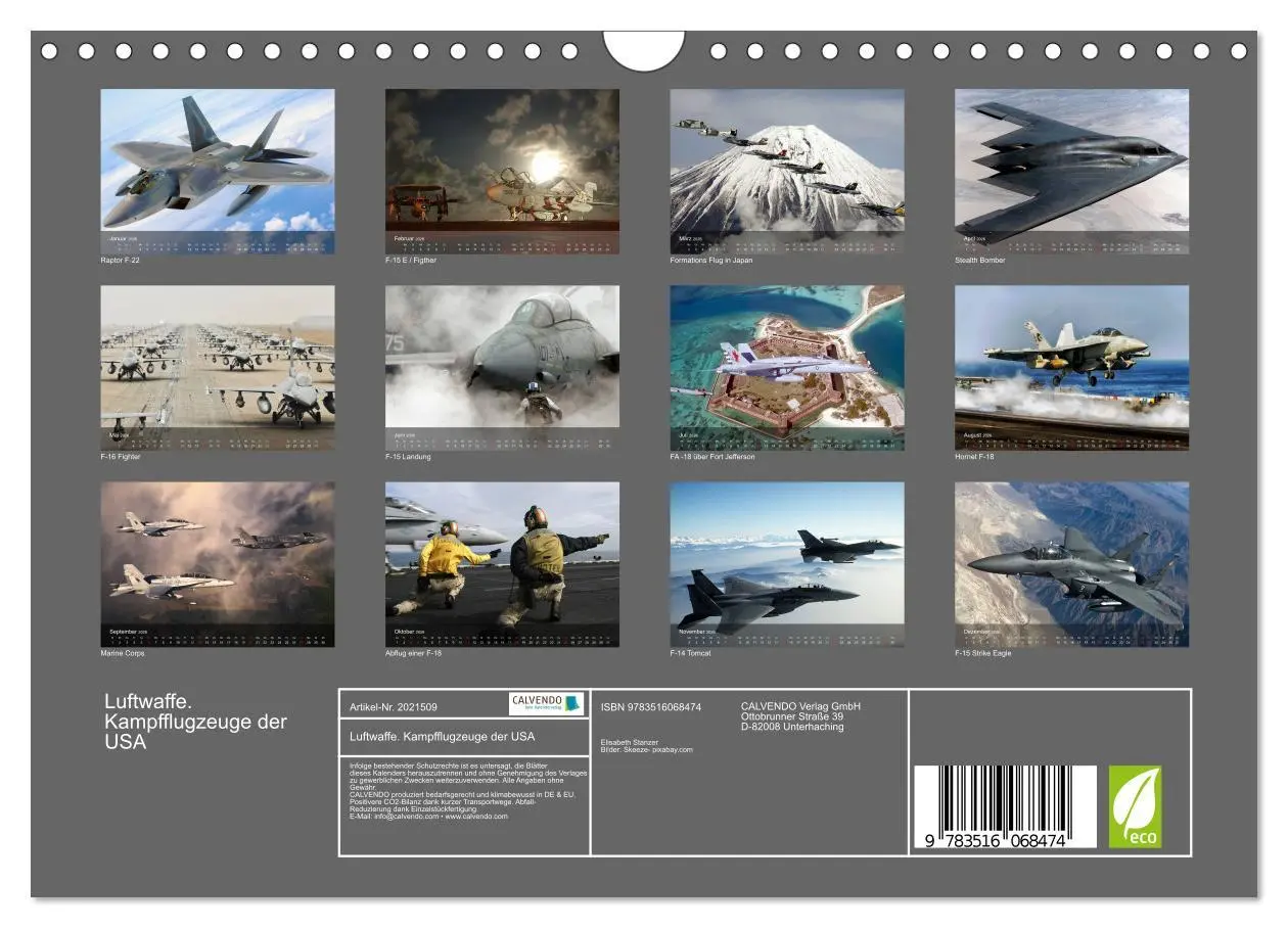 Bild: 9783516068474 | Luftwaffe. Kampfflugzeuge der USA (Wandkalender 2026 DIN A4 quer),...