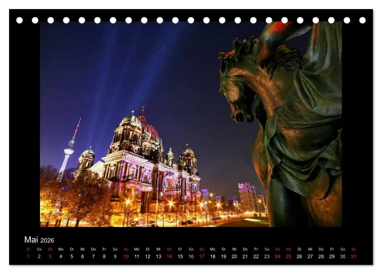 Bild: 9783516208474 | Berlin bei Nacht 2026 (Tischkalender 2026 DIN A5 quer), CALVENDO...