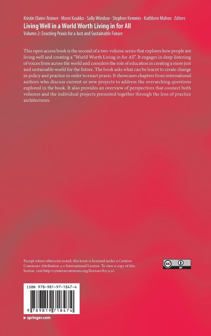 Rückseite: 9789819718474 | Living Well in a World Worth Living in for All | Reimer (u. a.) | Buch