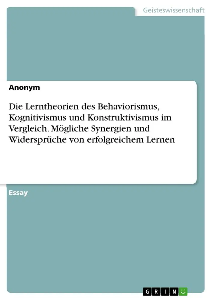 Cover: 9783346398574 | Die Lerntheorien des Behaviorismus, Kognitivismus und...