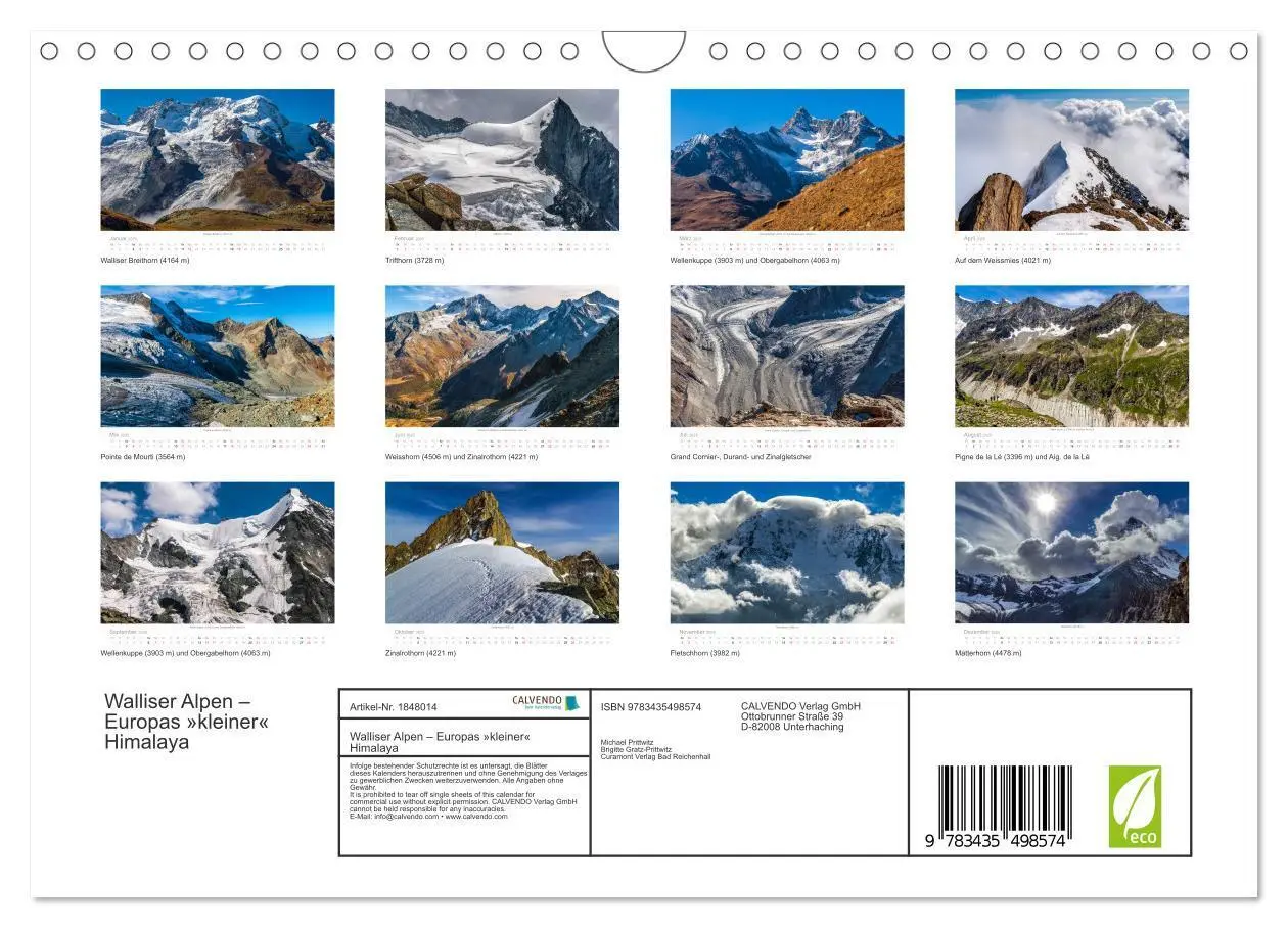 Bild: 9783435498574 | Walliser Alpen - Europas »kleiner« Himalaya (Wandkalender 2025 DIN...
