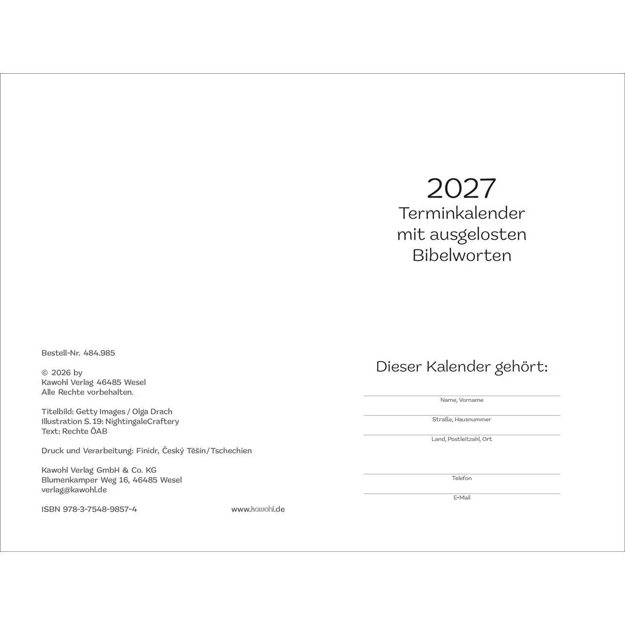 Bild: 9783754898574 | Er ist immer bei mir 2027 | Terminkalender | Kalender | 176 S. | 2027