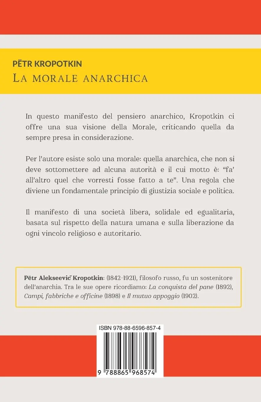 Rückseite: 9788865968574 | LA MORALE ANARCHICA | Petr Kropotkin | Taschenbuch | Italienisch