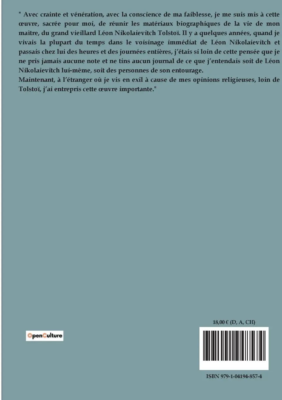 Rückseite: 9791041948574 | Léon Tolstoï, vie et oeuvre | Paul Birukov | Taschenbuch | Philosophie