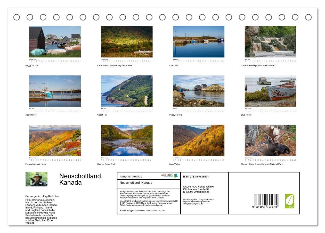 Bild: 9783457648674 | Neuschottland, Kanada (Tischkalender 2026 DIN A5 quer), CALVENDO...