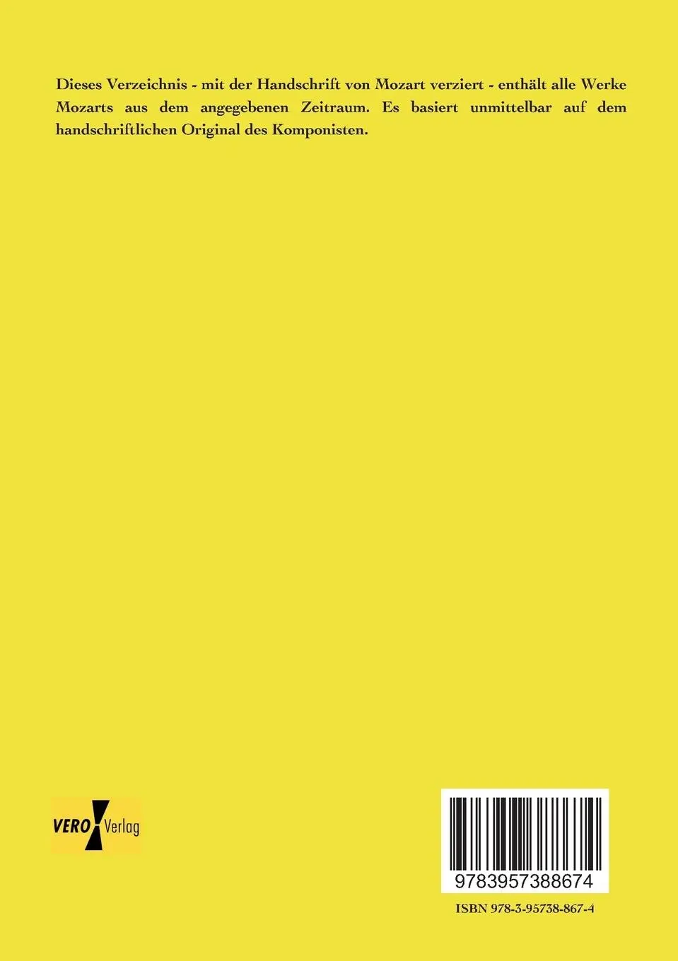 Rückseite: 9783957388674 | Mozart´s thematischer Catalog | 1784 bis 1791 | Mozart | Taschenbuch