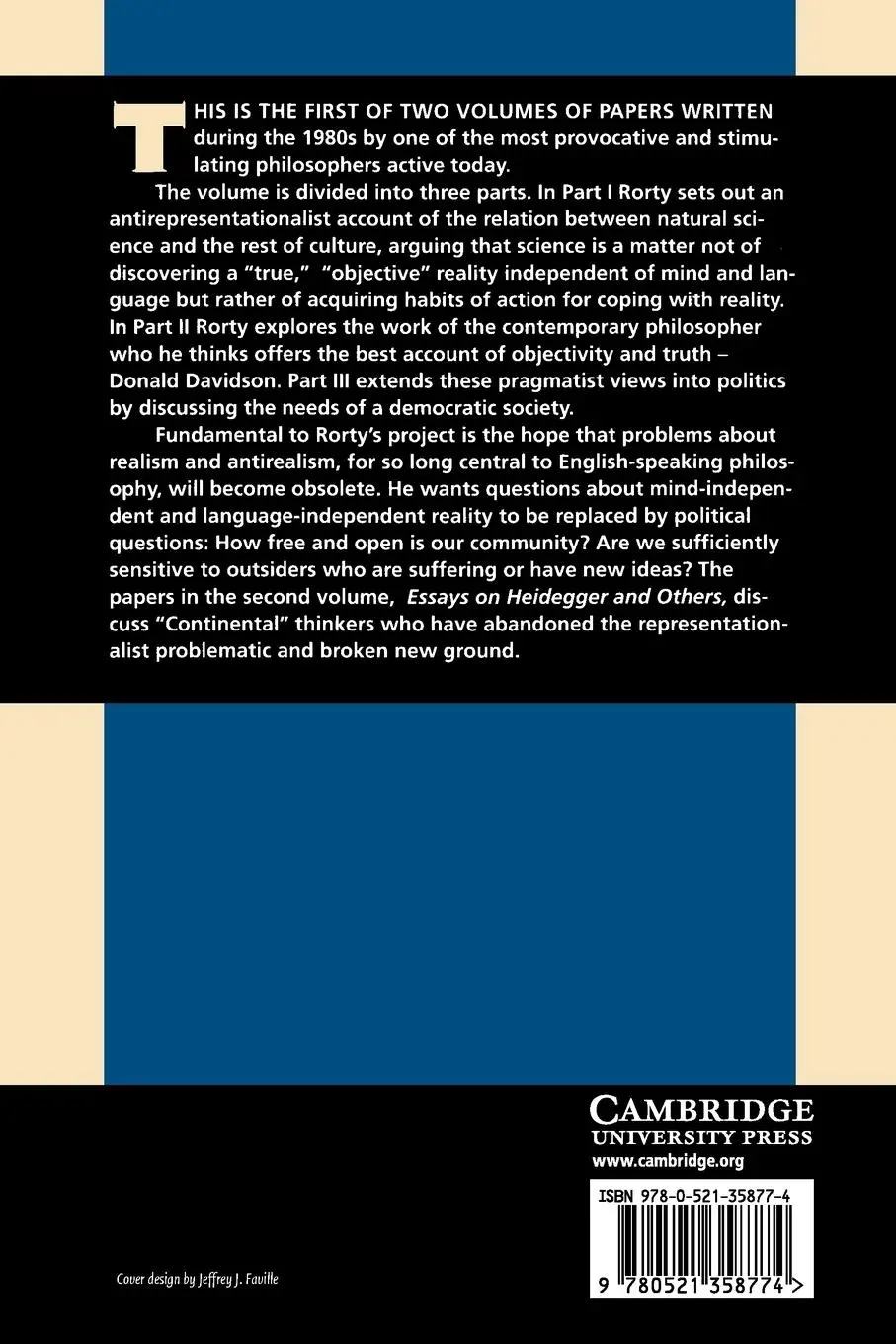 Rückseite: 9780521358774 | Objectivity, Relativism, and Truth | Philosophical Papers | Rorty