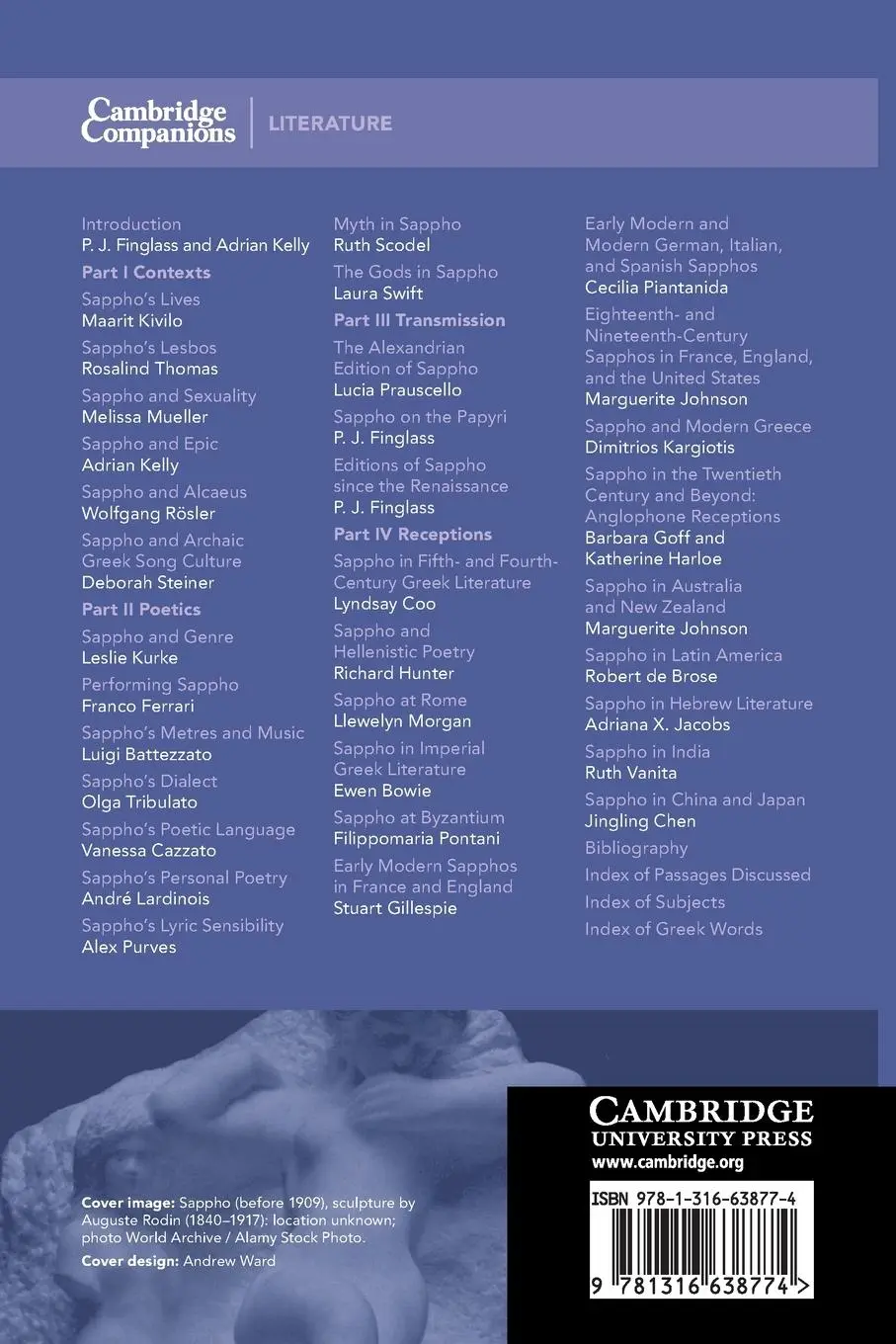 Rückseite: 9781316638774 | The Cambridge Companion to Sappho | P J Finglass (u. a.) | Taschenbuch
