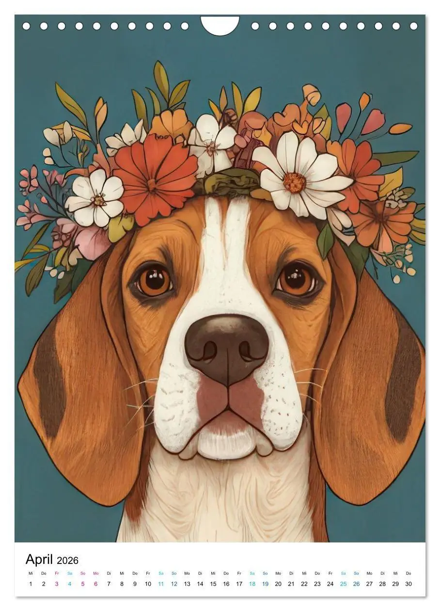 Bild: 9783516658774 | Beagle im Blumenmeer (Wandkalender 2026 DIN A4 hoch), CALVENDO...