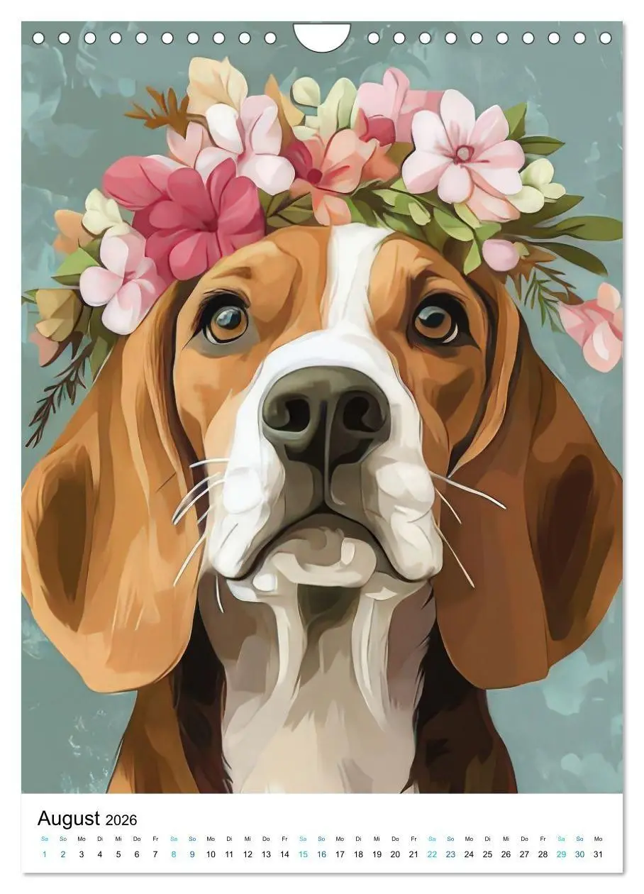 Bild: 9783516658774 | Beagle im Blumenmeer (Wandkalender 2026 DIN A4 hoch), CALVENDO...