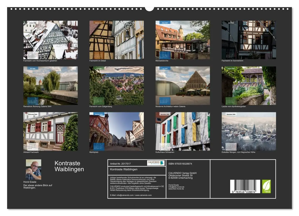 Bild: 9783516028874 | Kontraste Waiblingen (hochwertiger Premium Wandkalender 2026 DIN A2...