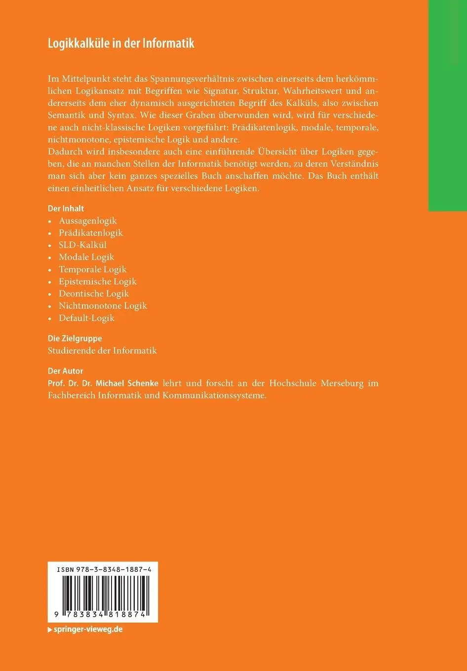 Rückseite: 9783834818874 | Logikkalküle in der Informatik | Wie wird Logik vom Rechner genutzt?