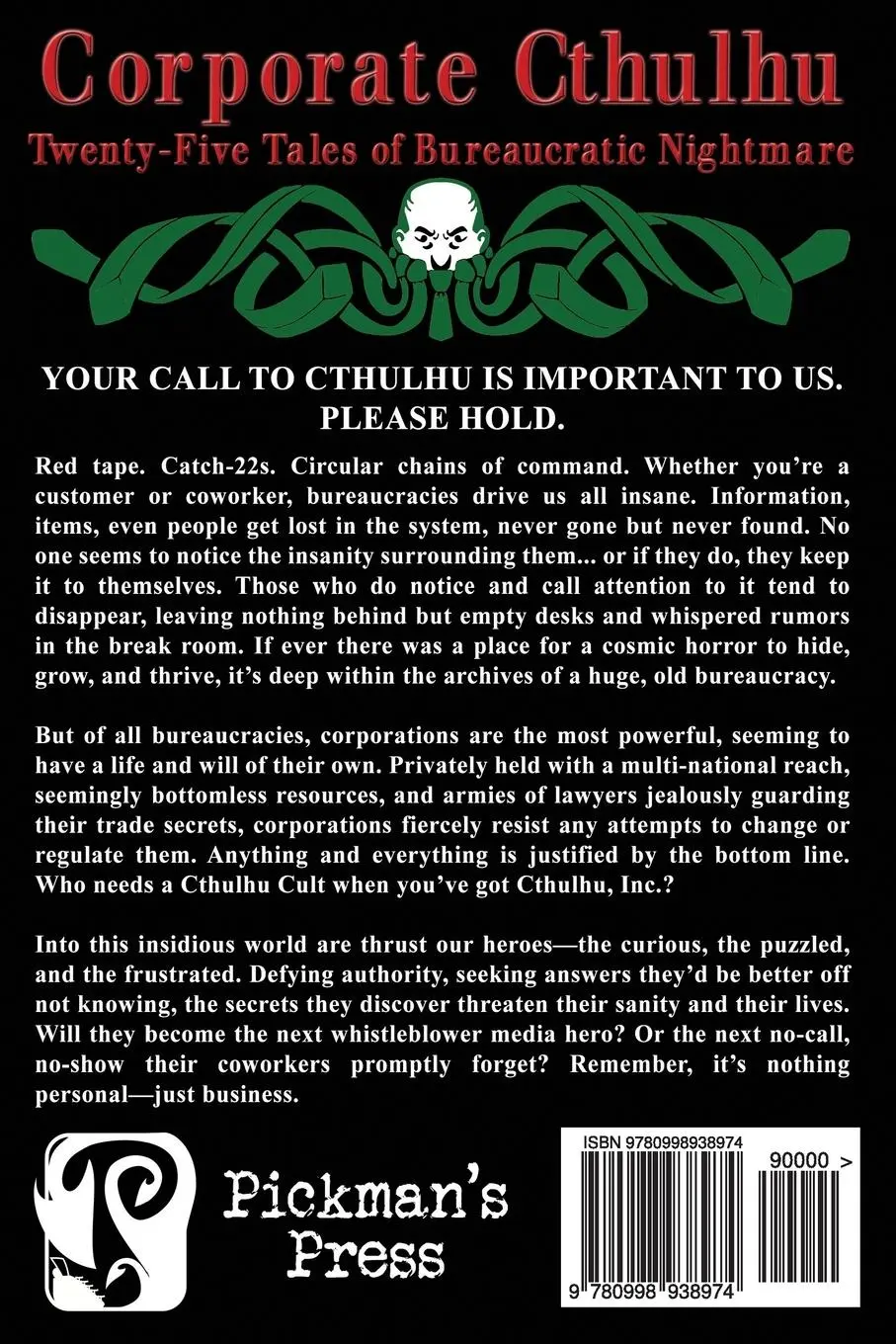 Rückseite: 9780998938974 | Corporate Cthulhu | Lovecraftian Tales of Bureaucratic Nightmare