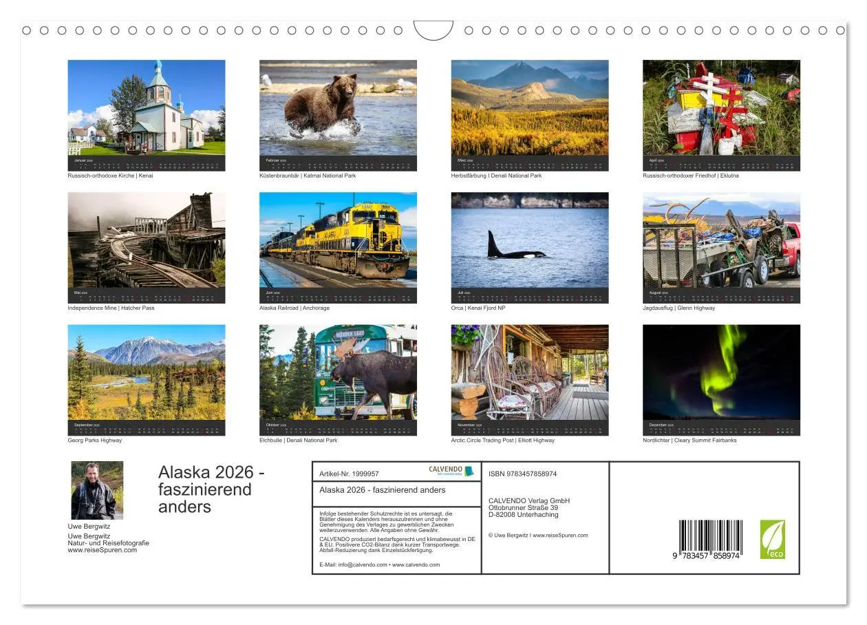 Bild: 9783457858974 | Alaska 2026 - faszinierend anders (Wandkalender 2026 DIN A3 quer),...