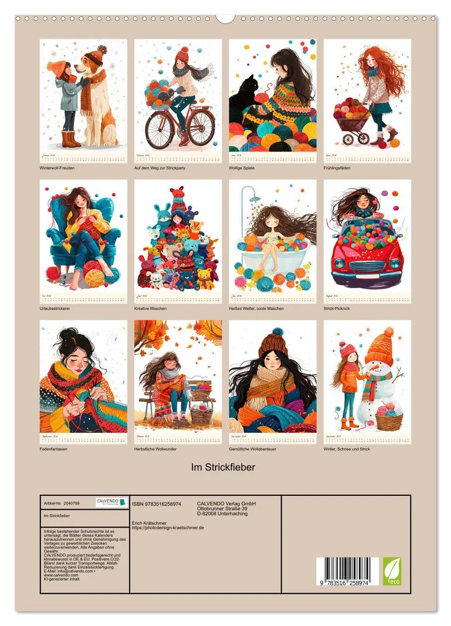 Bild: 9783516258974 | Im Strickfieber (hochwertiger Premium Wandkalender 2026 DIN A2...