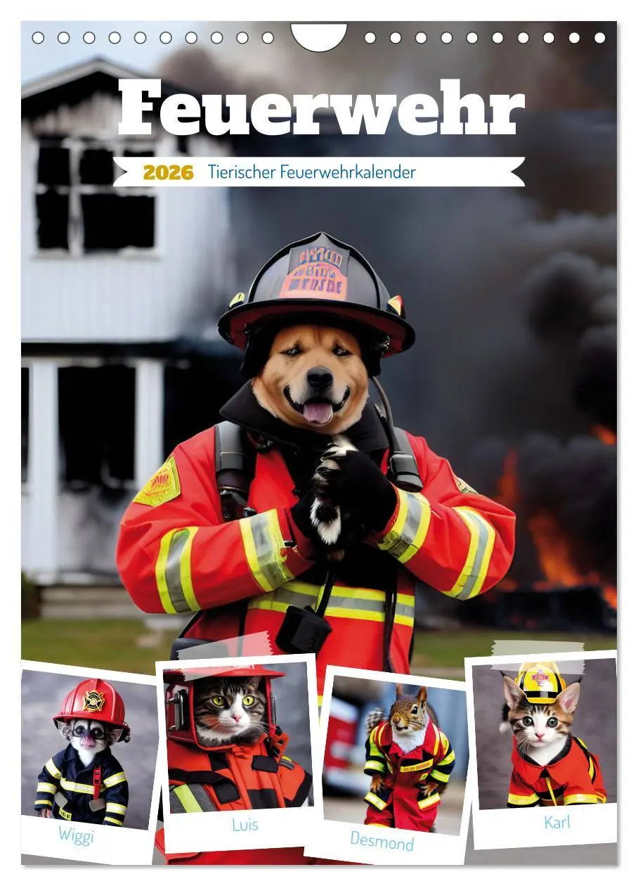 Cover: 9783516328974 | Feuerwehr - Tierischer Feuerwehrkalender (Wandkalender 2026 DIN A4...